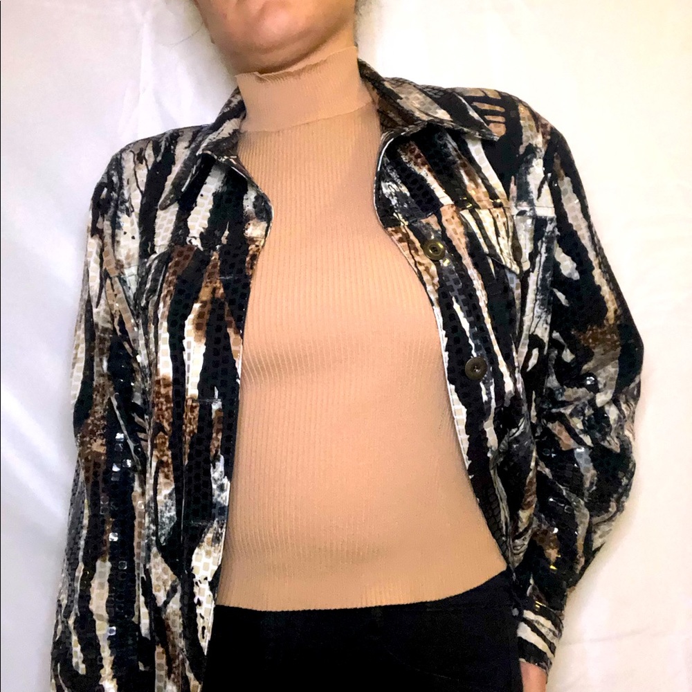 Animal Print Paillette Jacket